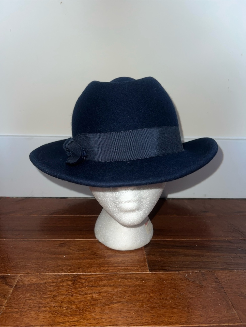betmar navy blue wool fedora with grosgrain band